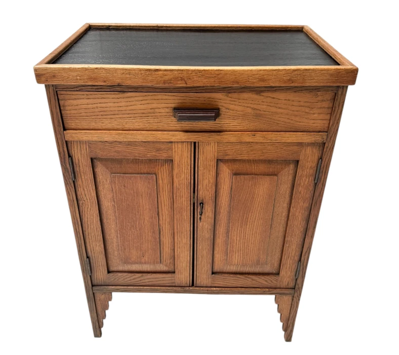 Art Deco Amsterdamse School Cabinet with Black Lacquered Top, 1920s